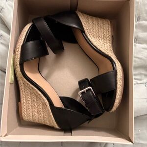 a new day Black and Tan Wedge Sandals